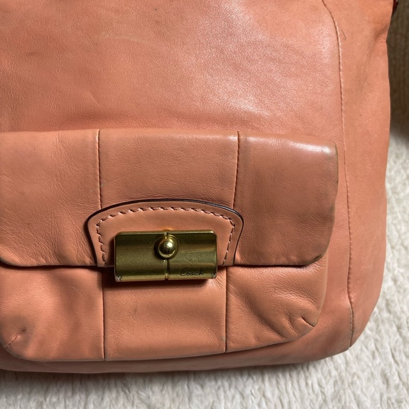 Coach Peach Leather Shoulder Bag - Picture 5 of 10